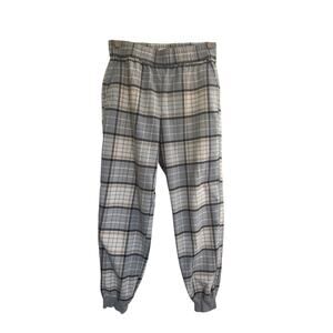 ANN TAYLOR LOFT Small Gray High Rise Jogger Pull On Plaid Pockets Comfy #4977